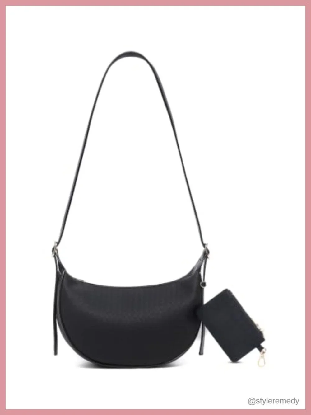 Women's Woven Crescent Hobo Bag with Detachable Pouch Crossbody Vegan Leather